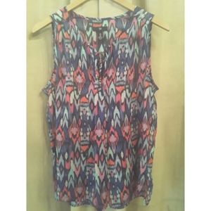 GAP Sheer sleeveless multicolored Chevron top